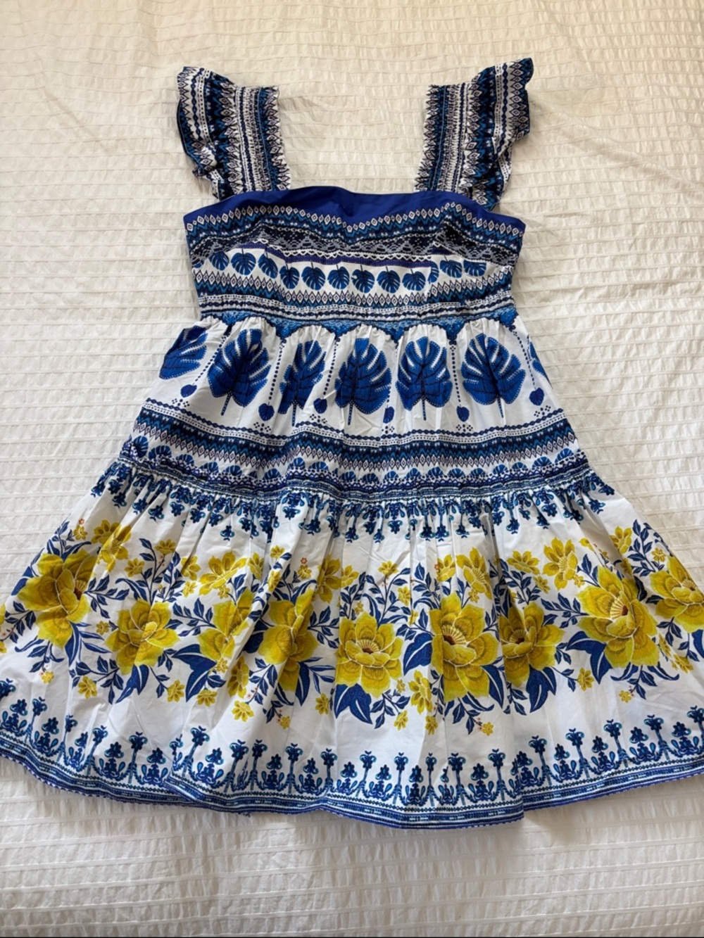 FARM Rio Women’s Blue and Yellow Floral Mini Sundress
